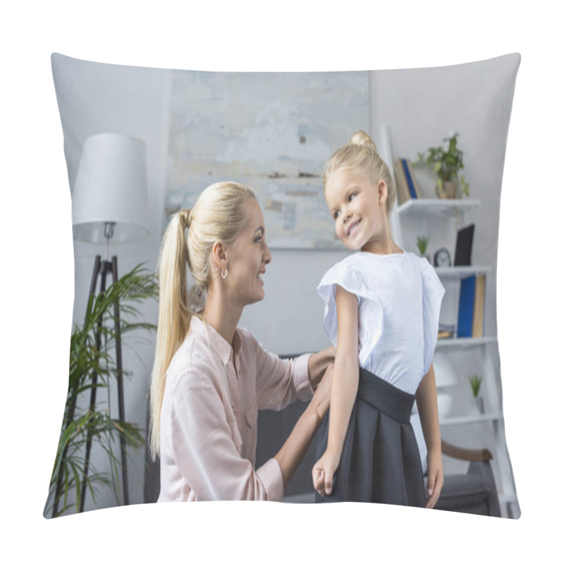 Personality  Mother Dressing Daughter To School Pillow Covers