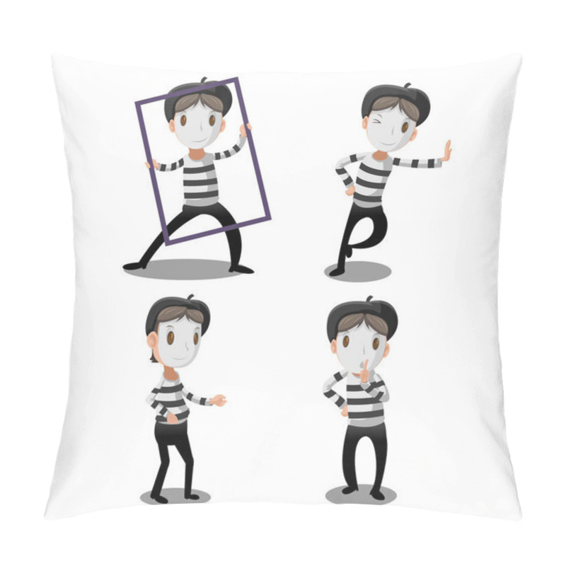 Personality  Mime Artist Funny Cartoon Character Vector Pillow Covers