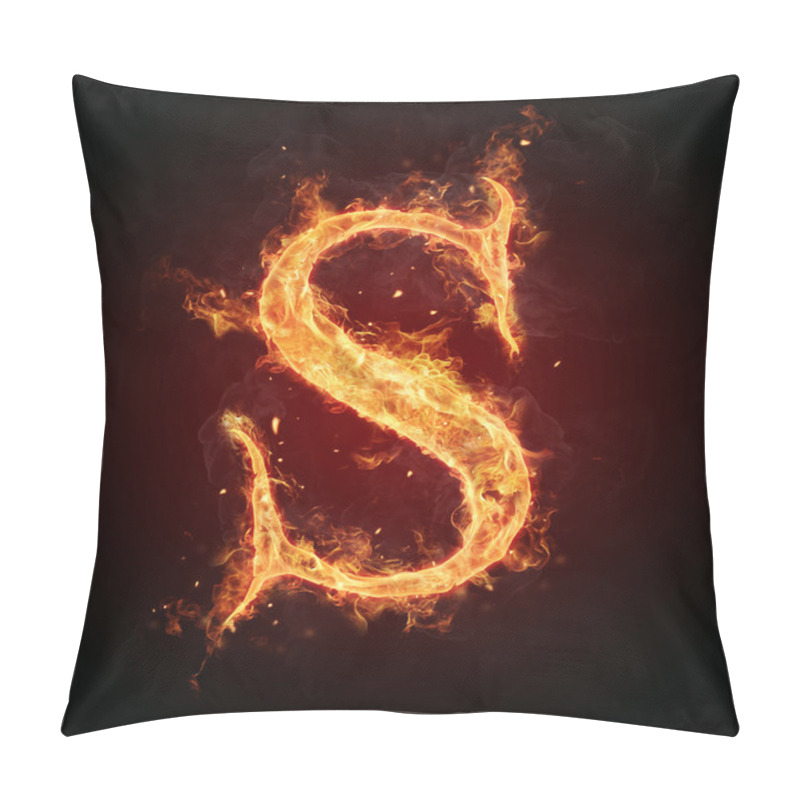 Personality  Fire Letter On Black Background Pillow Covers