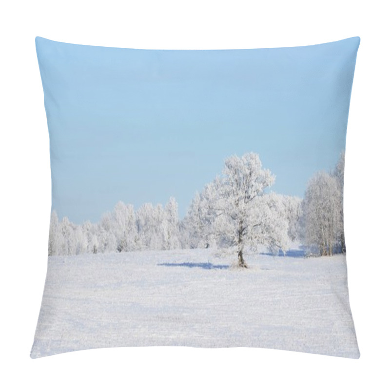 Personality  Oak Tree On A Snowcovered Field Pillow Covers