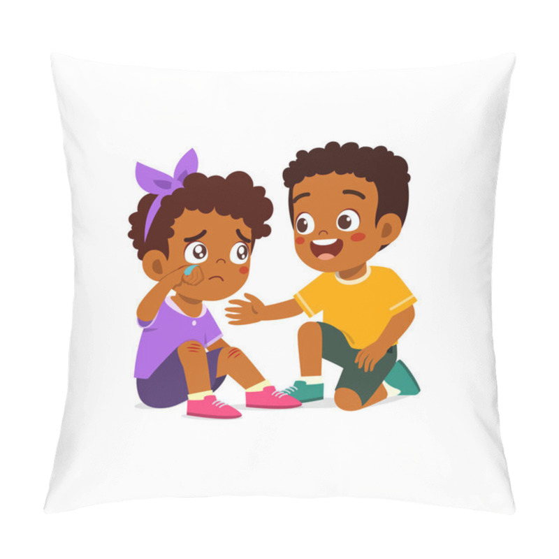 Personality  Good Little Kid Helping Friend That Falling On The Floor Pillow Covers