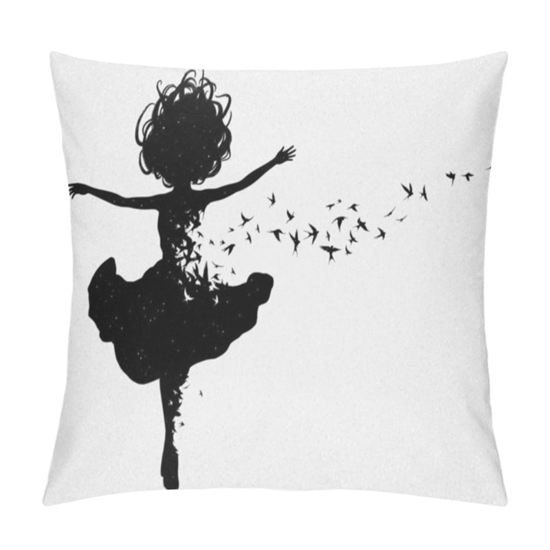 Personality  Flying Woman. Ascension To Heaven, Angel. Afterlife. Flying Bird Flock Pillow Covers