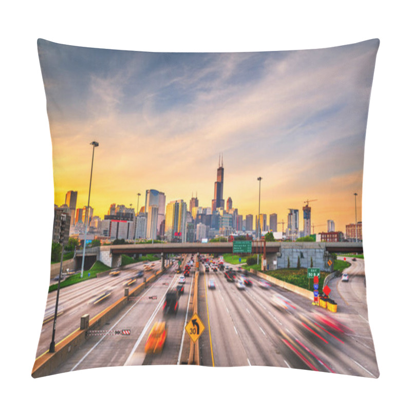 Personality  Chicago, IL, USA Cityscape And Highway Pillow Covers