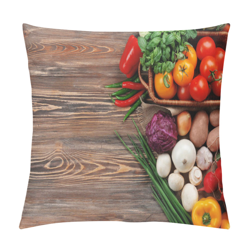 Personality  Fresh Vegetables On Wooden Table Pillow Covers