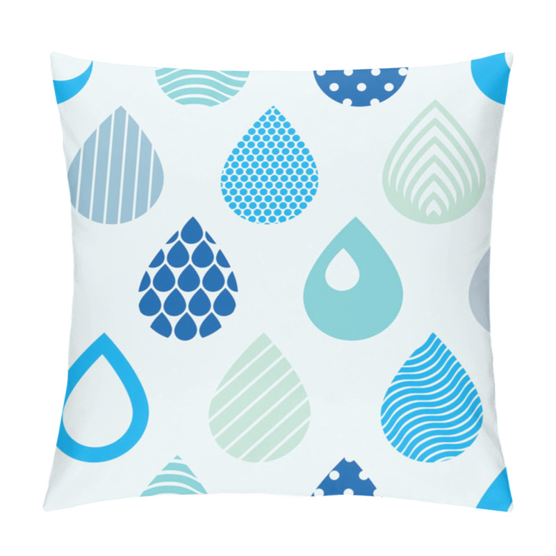 Personality  Falling Rain Drops Water Vector Seamless Pattern. Pillow Covers