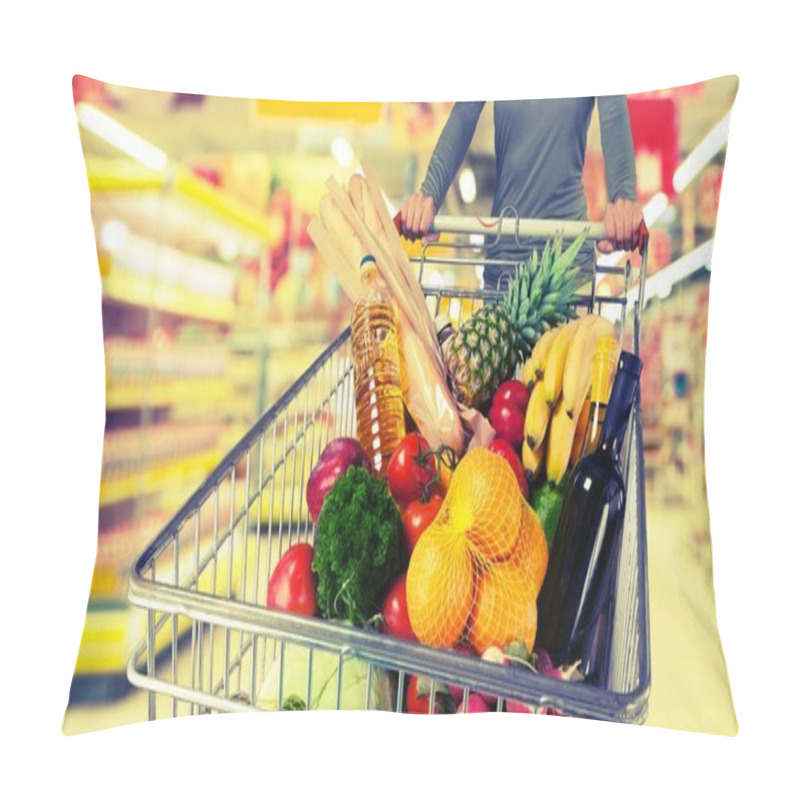 Personality  Woman With Cart Shopping Pillow Covers