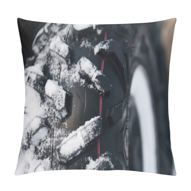 Personality  ATV Off-road Tire In The Snow. Pillow Covers