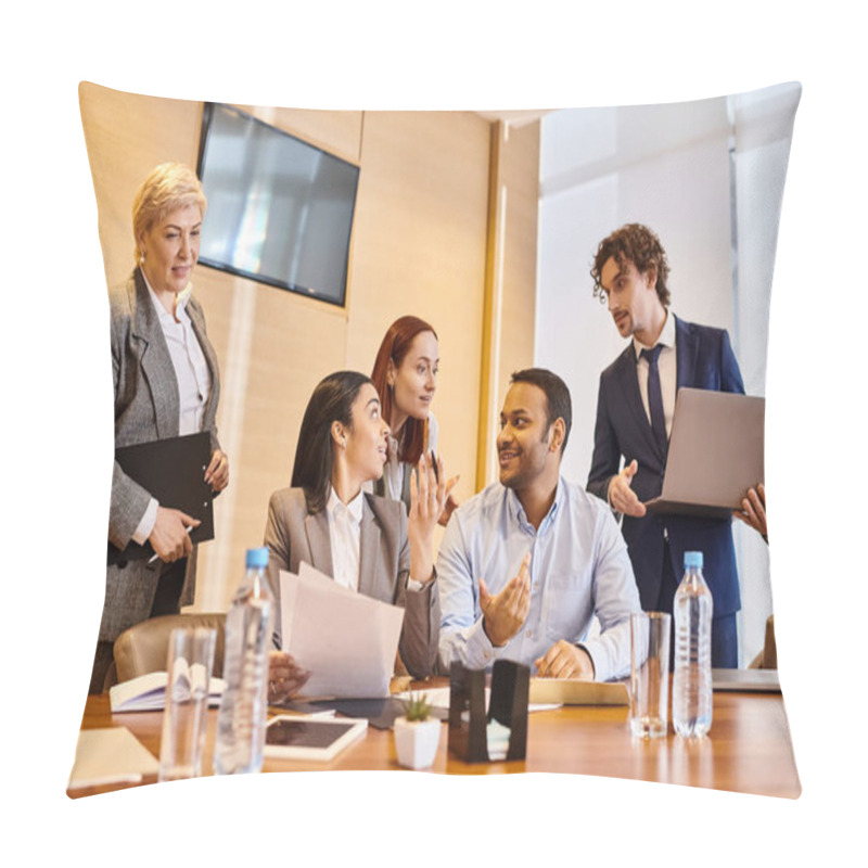 Personality  Multicultural Professionals Collaborating Around A Conference Table. Pillow Covers