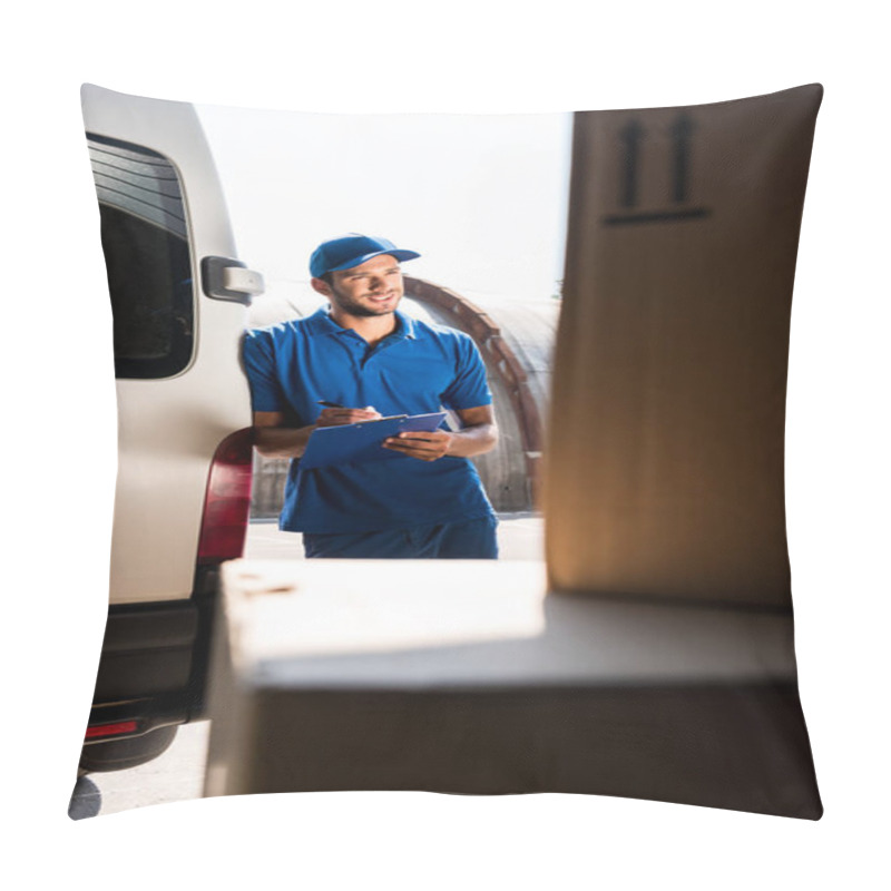 Personality  Delivery Man With Clipboard Pillow Covers