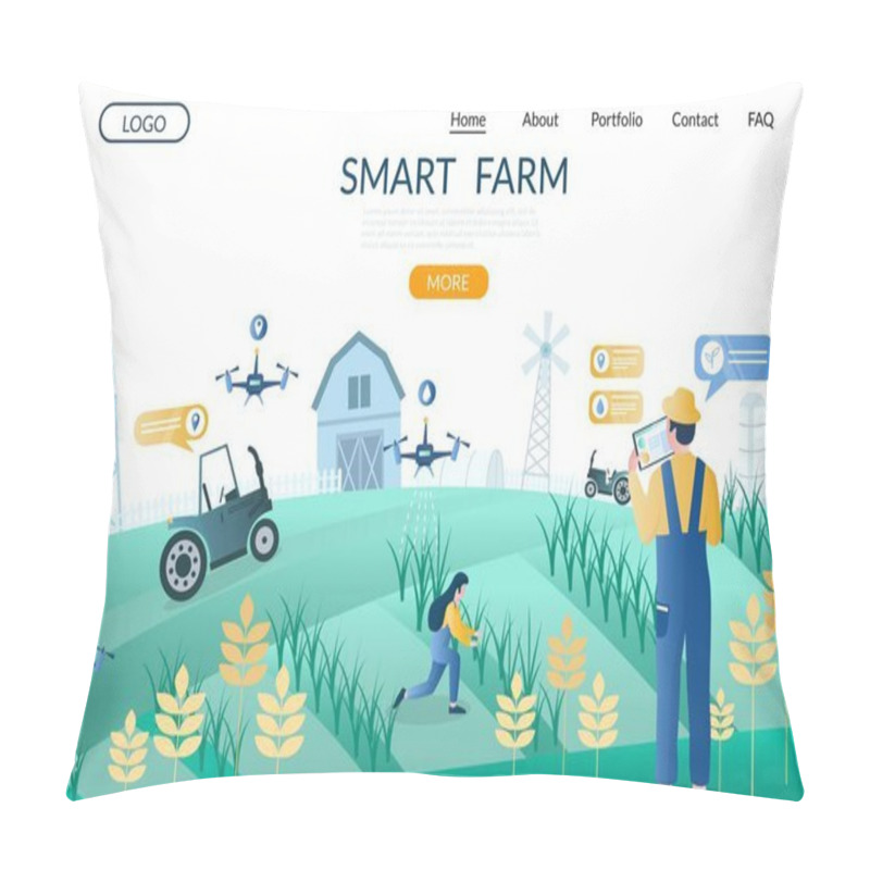 Personality  Smart Farm Vector Website Landing Page Design Template Pillow Covers