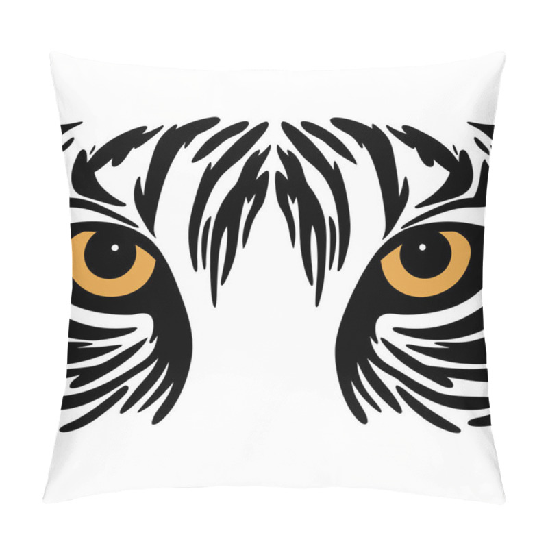 Personality  Tiger Eyes Vector Art Illustration, Wild Animal Design, Symbolic Tiger Head Artwork Pillow Covers