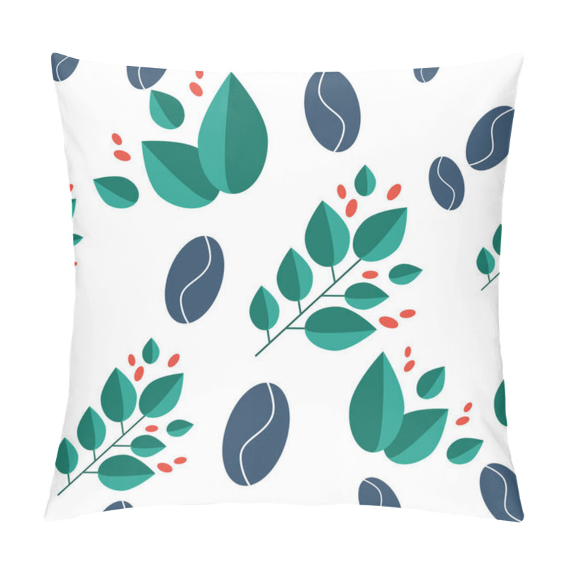 Personality  Seamless Pattern. Leaves, Berries And Fruits Of Coffee Coffee. Use For Postcard, Poster, Banner, Web Design And Print On A T-shirt. Easy To Edit. Vector Illustration Pillow Covers