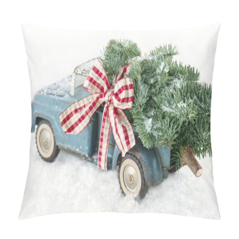 Personality  Blue Toy Truck Carrying A Christmas Tree Pillow Covers