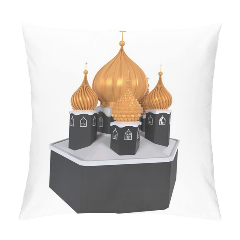 Personality  A Decorative Model Of A Church Featuring Golden Domes And Dark Towers. Pillow Covers