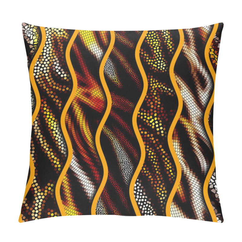 Personality  Relief Waves Of Ornamental Mosaic Tile Patterns Pillow Covers