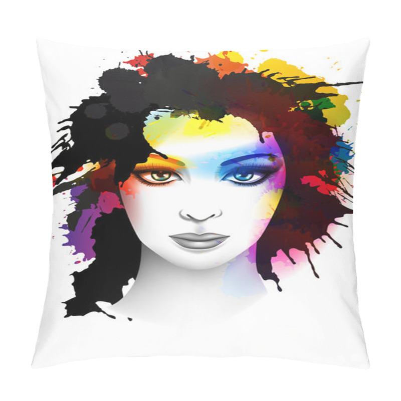 Personality  Grunge Young Woman Portrait Pillow Covers