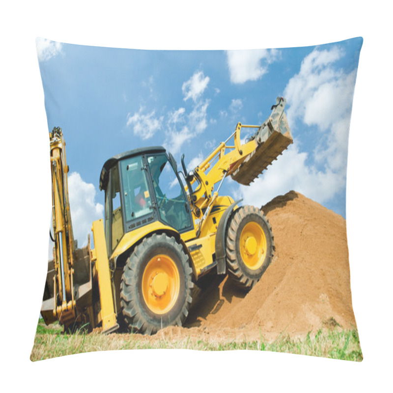 Personality  Excavator Loader With Backhoe Works Pillow Covers