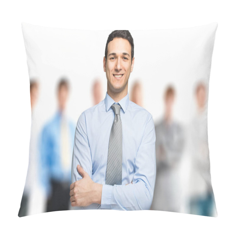 Personality  Friendly Business Leader In Front Of His Team Pillow Covers