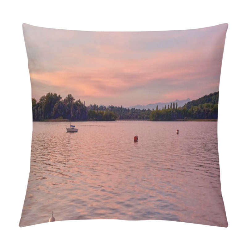 Personality  Experience The Tranquility Of A Sunset Over A Lake With A Pier Extending Into The Calm Water, Surrounded By Sailboats Gently Bobbing On The Surface. This Serene Waterfront Scene Captures The Beauty Of Pillow Covers