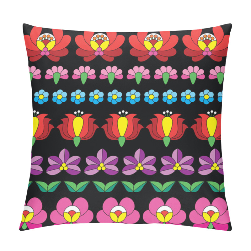 Personality  Hungarian Folk Art Seamless Vector Floral Pattern - Repetitive Background Inspired By Kalocsa Embroidery From Hungary  Pillow Covers