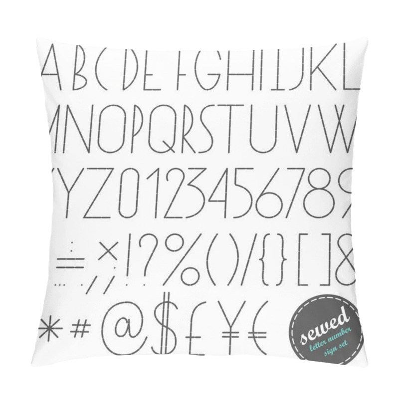 Personality  Simple Sewed Gray Letters And Numbers On White Background Education Set Pillow Covers