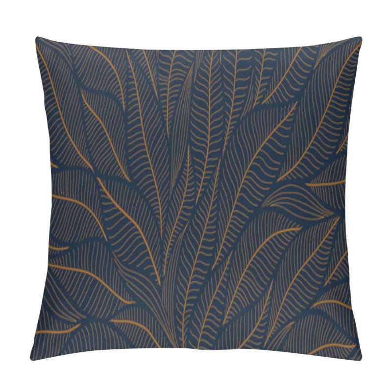 Personality  Luxury Floral Pattern With Hand Drawn Leaves. Elegant Astract Background In Minimalistic Linear Style. Trendy Line Art Design Element. Vector Illustration. Pillow Covers