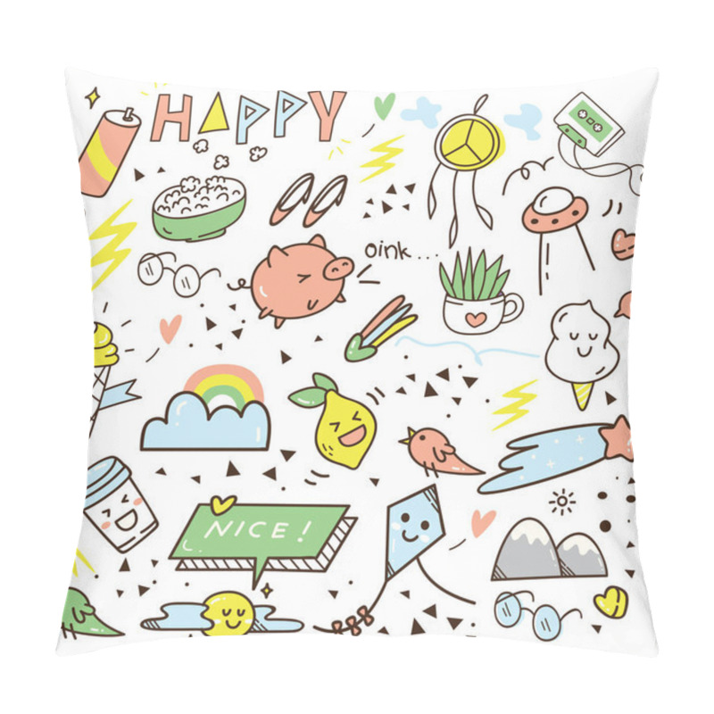 Personality  Vector Illustration Of Hand Drawn Doodles Elements Pillow Covers