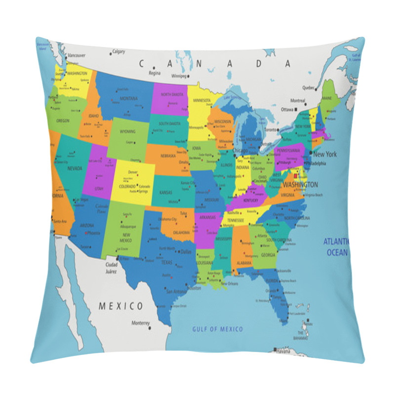 Personality  United States Of America Political Map Pillow Covers