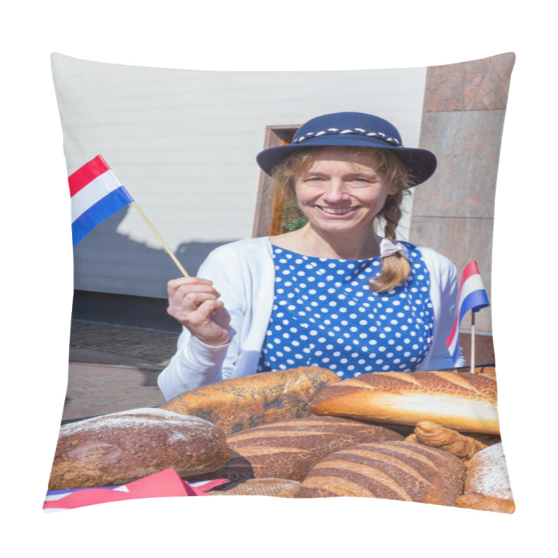 Personality  European Woman With Breads Waving With Dutch Flag Pillow Covers