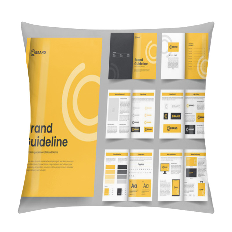 Personality  Brand Guideline Template And Brand Manual Brochure Layout Design Pillow Covers