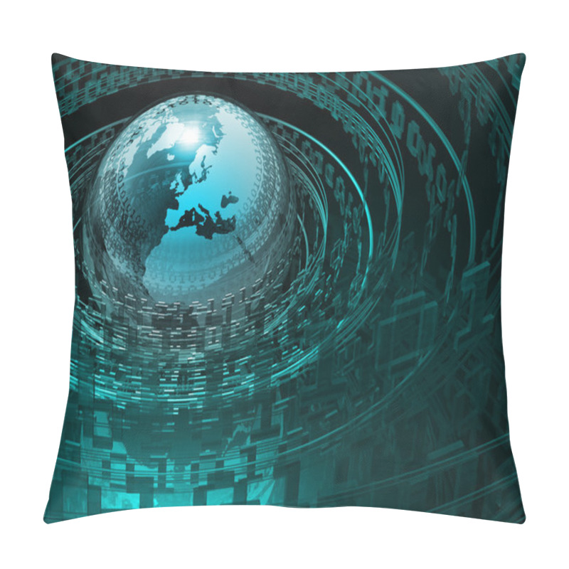 Personality  Globe And Dense Binary Data Pillow Covers