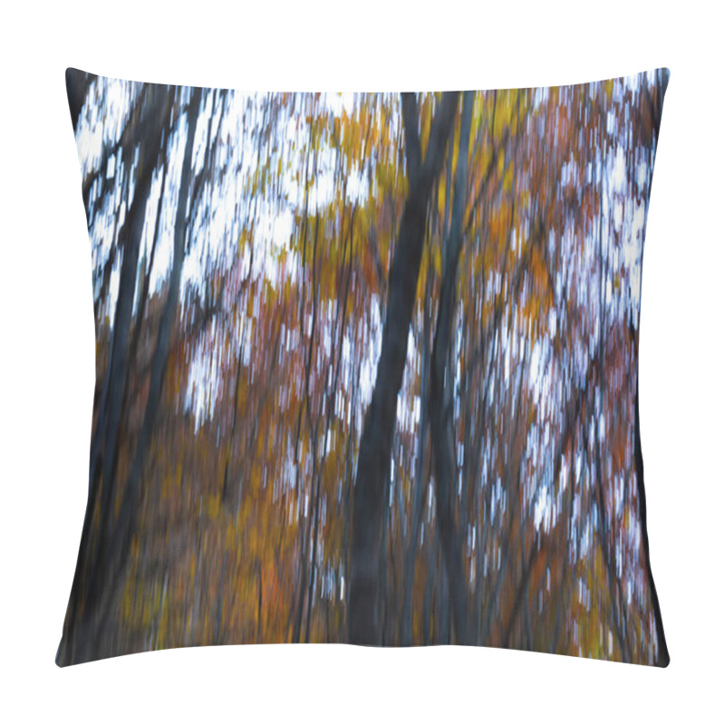 Personality  Trees. Abstract Forest Landscape. Trees Photographed With Pan Technique. Natural Background. Pillow Covers