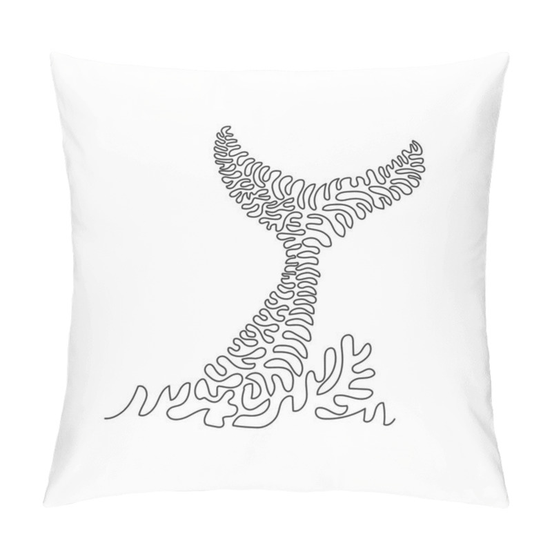 Personality  Single One Line Drawing Of Impressive Whale Abstract Art. Continuous Line Draw Graphic Design Vector Illustration Of Slapping Tails On Water For Icon, Symbol, Sign, Company Logo, Poster Wall Decor Pillow Covers