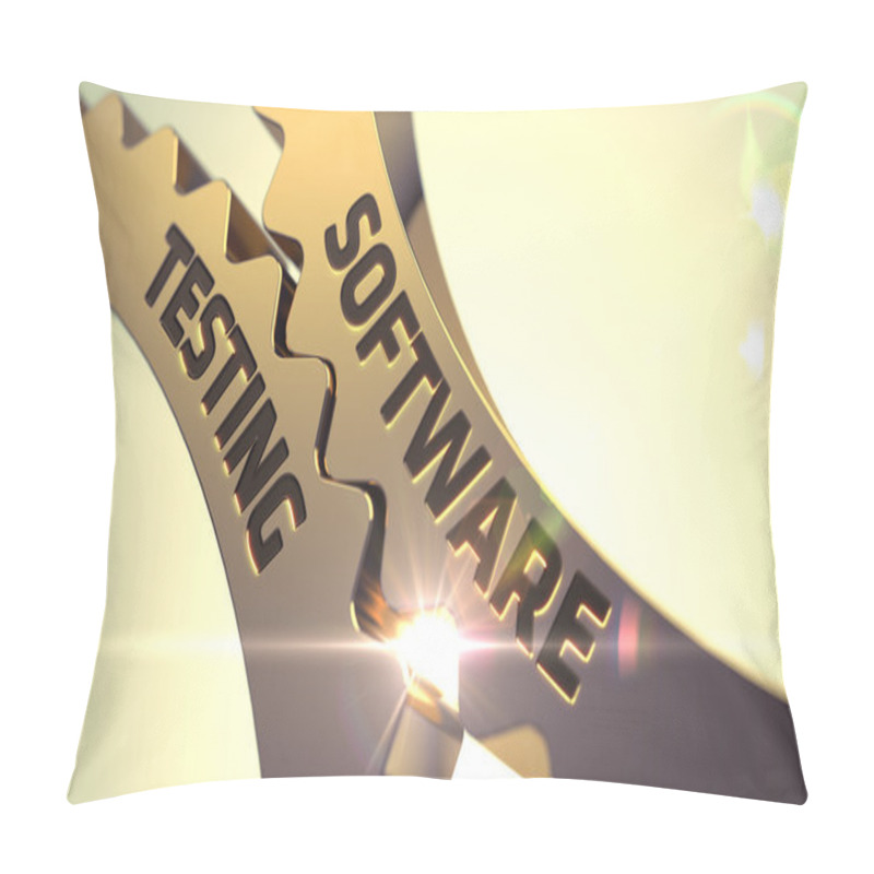 Personality  Software Testing Concept. Golden Metallic Cogwheels. 3D. Pillow Covers