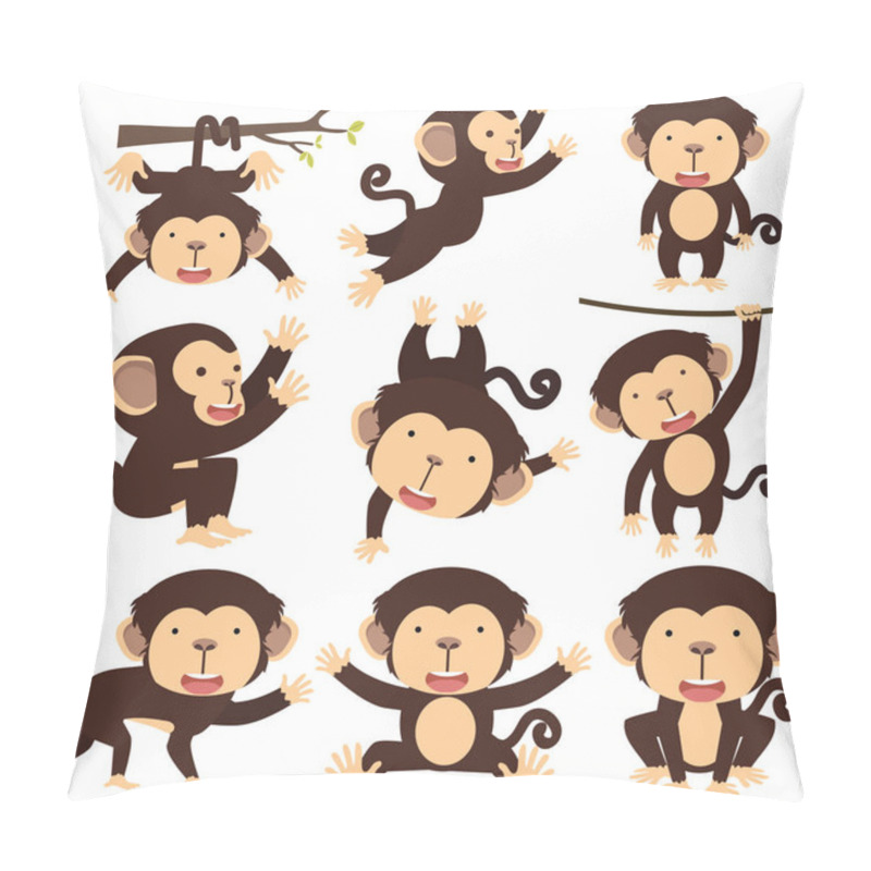 Personality  Cute Monkey Cartoon Different Poses Set Pillow Covers