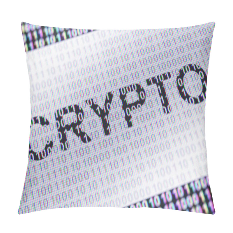 Personality  Crypto Icon In The Screen With Binary Code ( Array Of Bits ). 3D Illustration. Pillow Covers