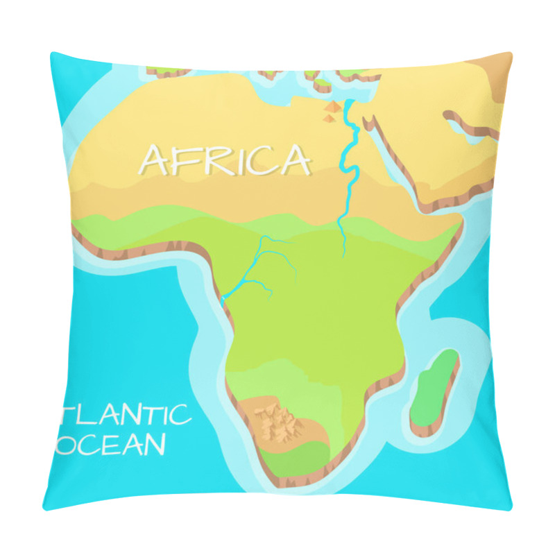 Personality  Africa Isometric Map With Natural Attractions. Pillow Covers