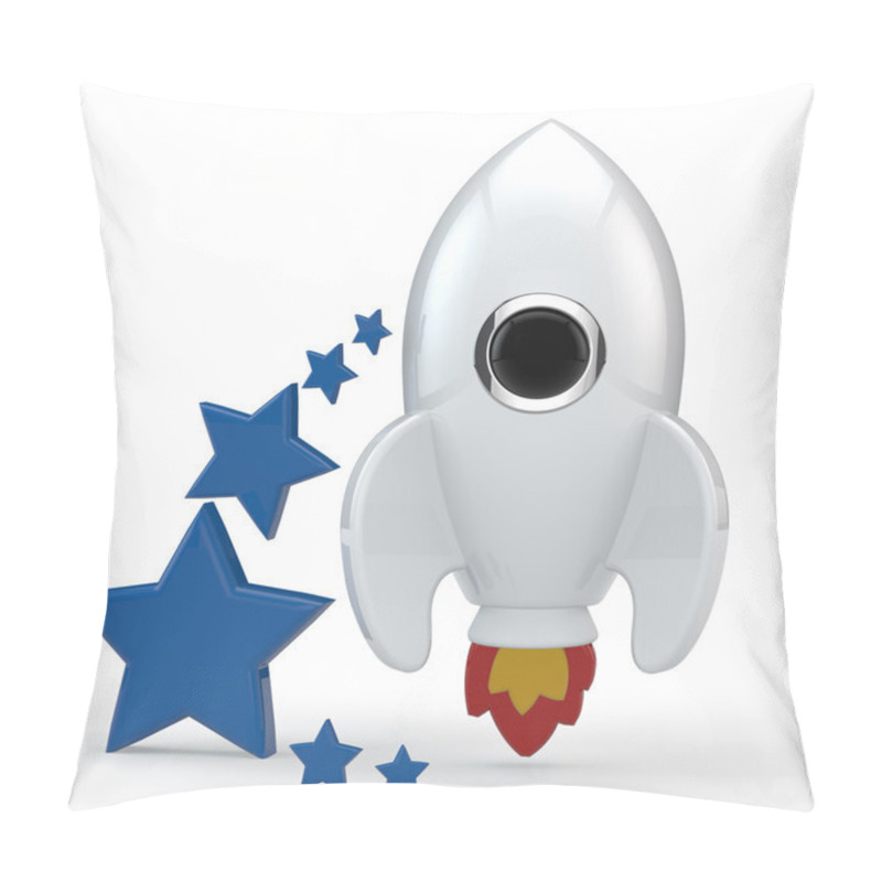 Personality  3D Render Of A Symbolic White Rocket With Flames  Pillow Covers