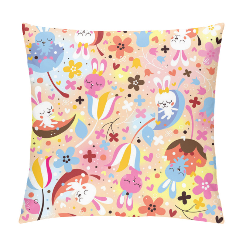 Personality  Bunnies & Flowers Pattern Pillow Covers