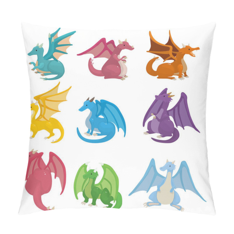 Personality  Cartoon Fire Dragon Icon Set Pillow Covers