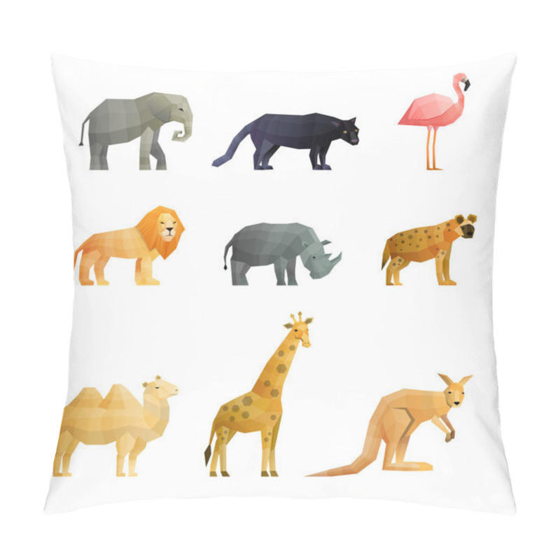 Personality  Southern Wild Animals Polygonal Icons Set Pillow Covers