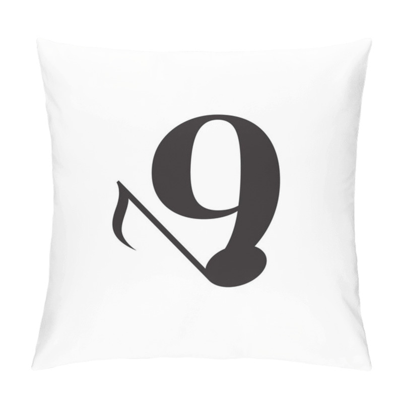 Personality  Number 9 With Music Key Note Logo Design Element. Usable For Business, Musical, Entertainment, Record And Orchestra Logos Pillow Covers