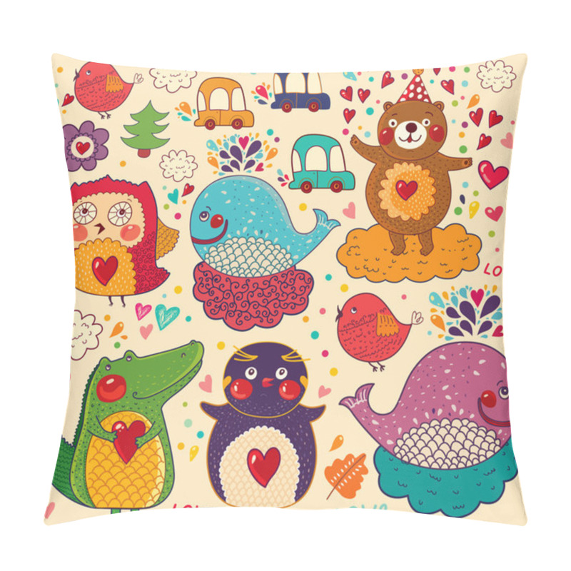 Personality  Background With Funny Animals Pillow Covers