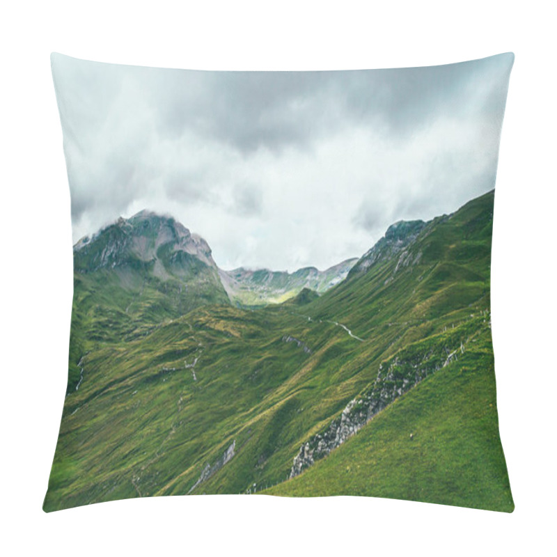 Personality  Summer Mountain Landscape With Green Grass And Mountain Peaks. Swiss Alps Pillow Covers