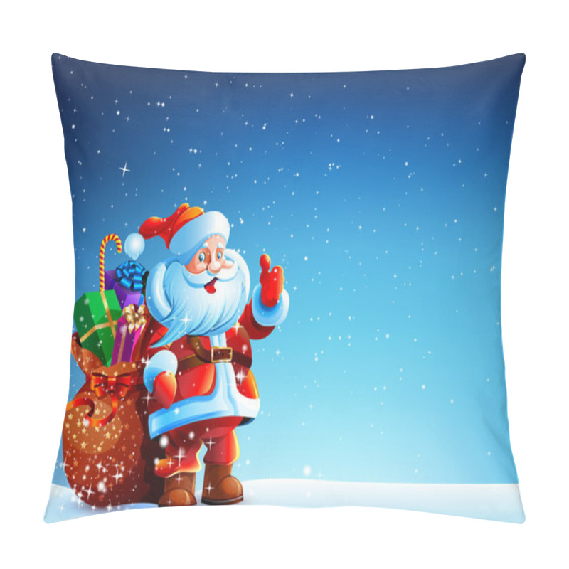 Personality  Santa Claus In The Snow With A Bag Of Gifts Pillow Covers