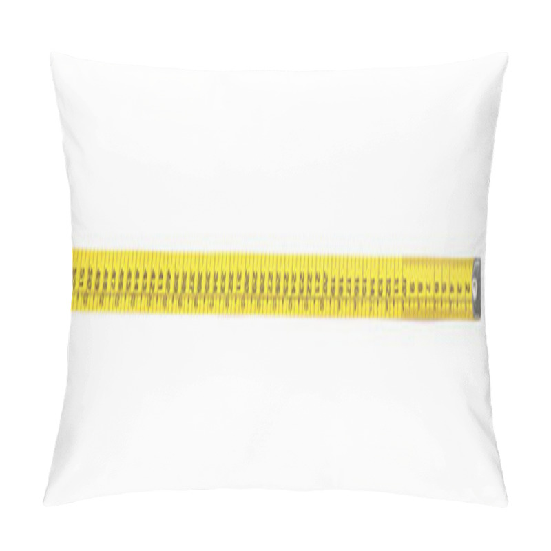 Personality  New Yellow Measuring Tape Isolated On White, Top View Pillow Covers