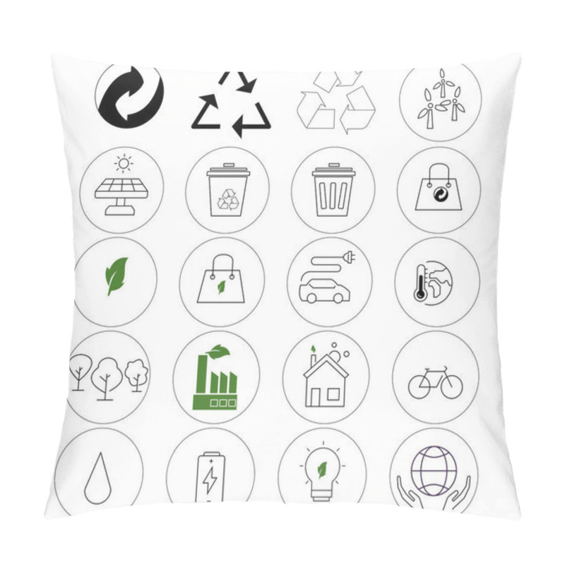 Personality  Vector Environmental Icons In Circles On White Background Pillow Covers