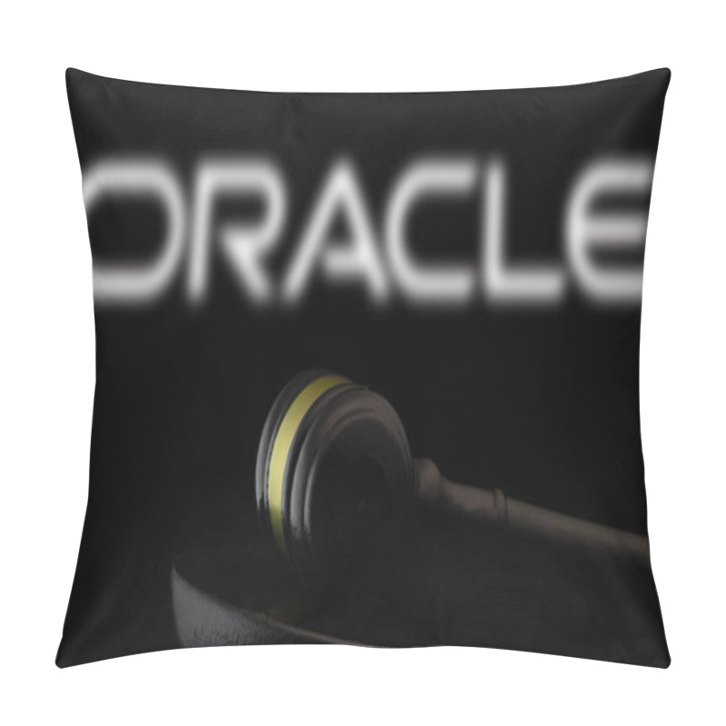 Personality  Dhaka, Bangladesh- 17 Dec 2024: Court Gavel In Front Of The Oracle Logo. Oracle Corporation Is An American Multinational Computer Technology Company. Pillow Covers