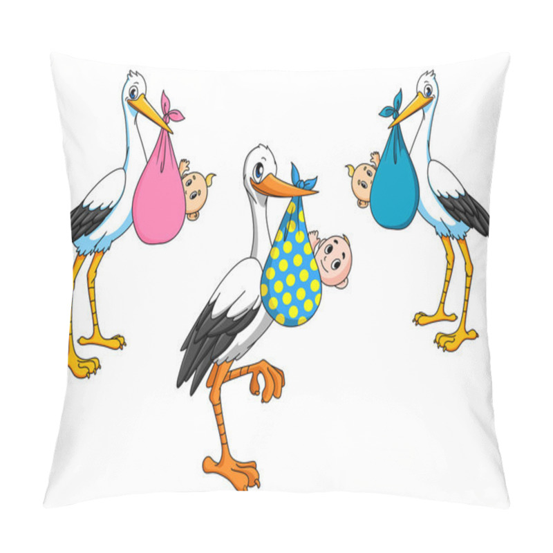 Personality  Cute Cartoon Storks Carrying Babies Pillow Covers