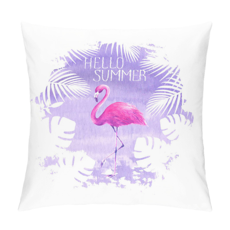 Personality  Hello Summer Lettering Flamingo Purple Poster Pillow Covers